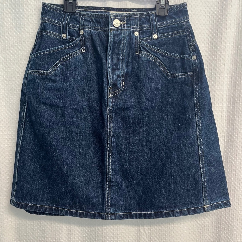 We The Free People Suzy Dark Wash Denim A-Line Mini Skirt Western Size 26